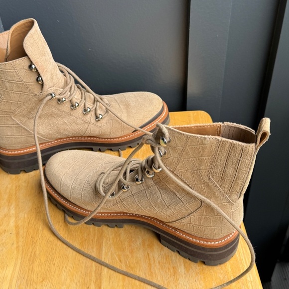 Marc Fisher Tan Crocodile-Embossed Ankle Boots - Picture 5 of 12